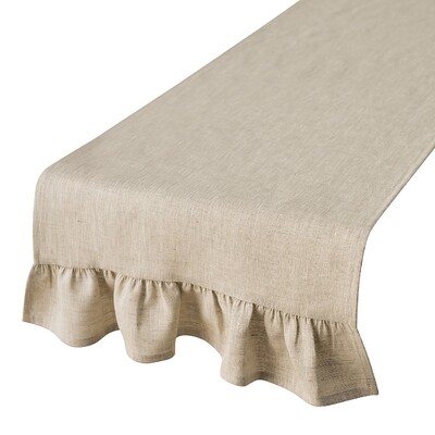 Bieżnik z falbaną 40x160 cm 40x160 w kolekcji Linen, tkanina: 392-05