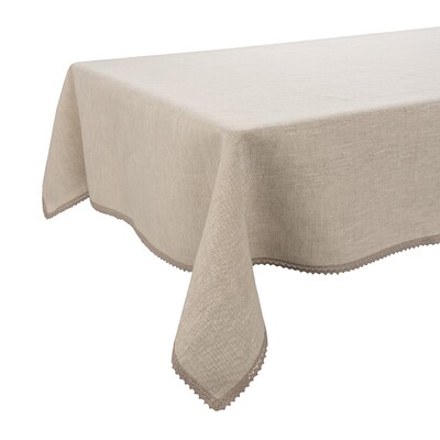 Hørdug med blondekant 130x180 cm fra kollektionen Linen, Stof: 392-05