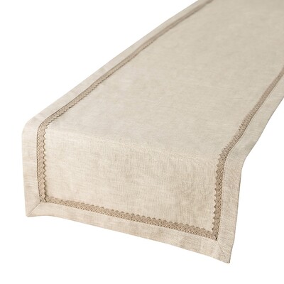 Table runner with lace 40x160 cm 40x160 cm in collection Linen, fabric: 392-05