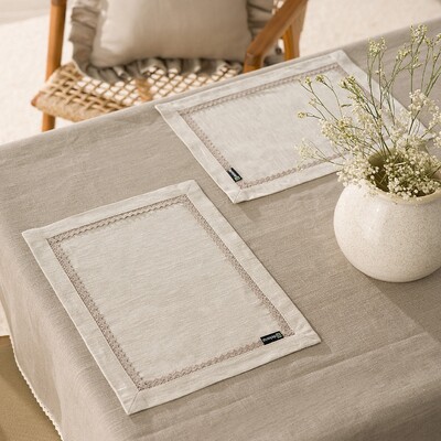 Lot De 2 Sets De Table En Lin Lavable – Multicolores Et Faits Main