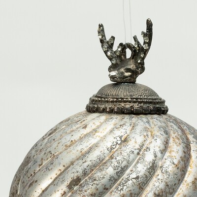 Bombka szklana Silver Twist 10x10x14 cm 10x10x14 cm