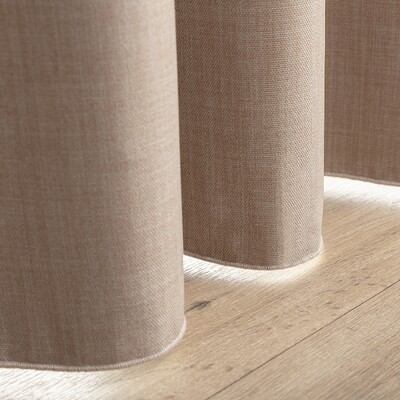 Blackout pencil pleat curtain textured beige 140 x 280 cm 1 pc. 14 x 280