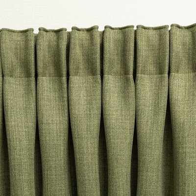Blackout pencil pleat curtain textured green 140 x 280 cm 1 pc. 14 x 280