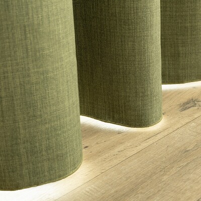Blackout pencil pleat curtain textured green 140 x 280 cm 1 pc. 14 x 280