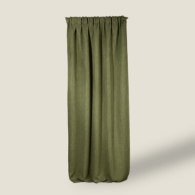 Blackout pencil pleat curtain textured green 140 x 280 cm 1 pc. 14 x 280