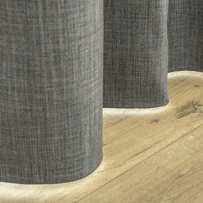 Blackout pencil pleat curtain textured dark gray 140 x 280 cm 1 pc. 140 x 280