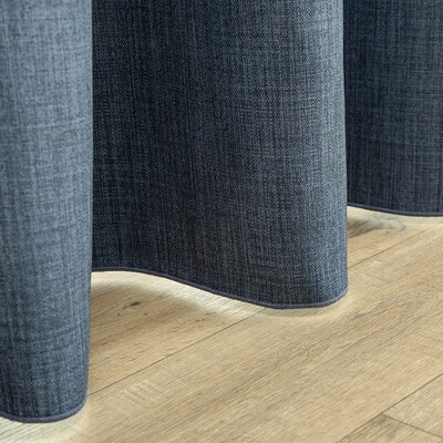 Blackout pencil pleat curtain textured dark blue 140 x 280 cm 1 pc. 140 x 280