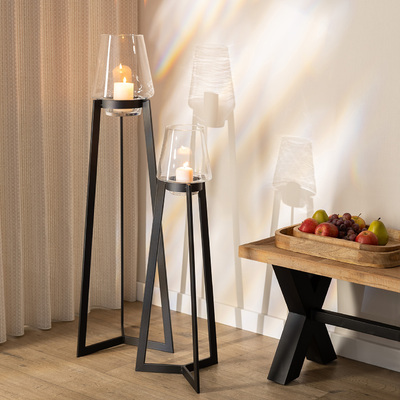 Świecznik ze szklanym kloszem Loft Glow duży 30x30x114 cm