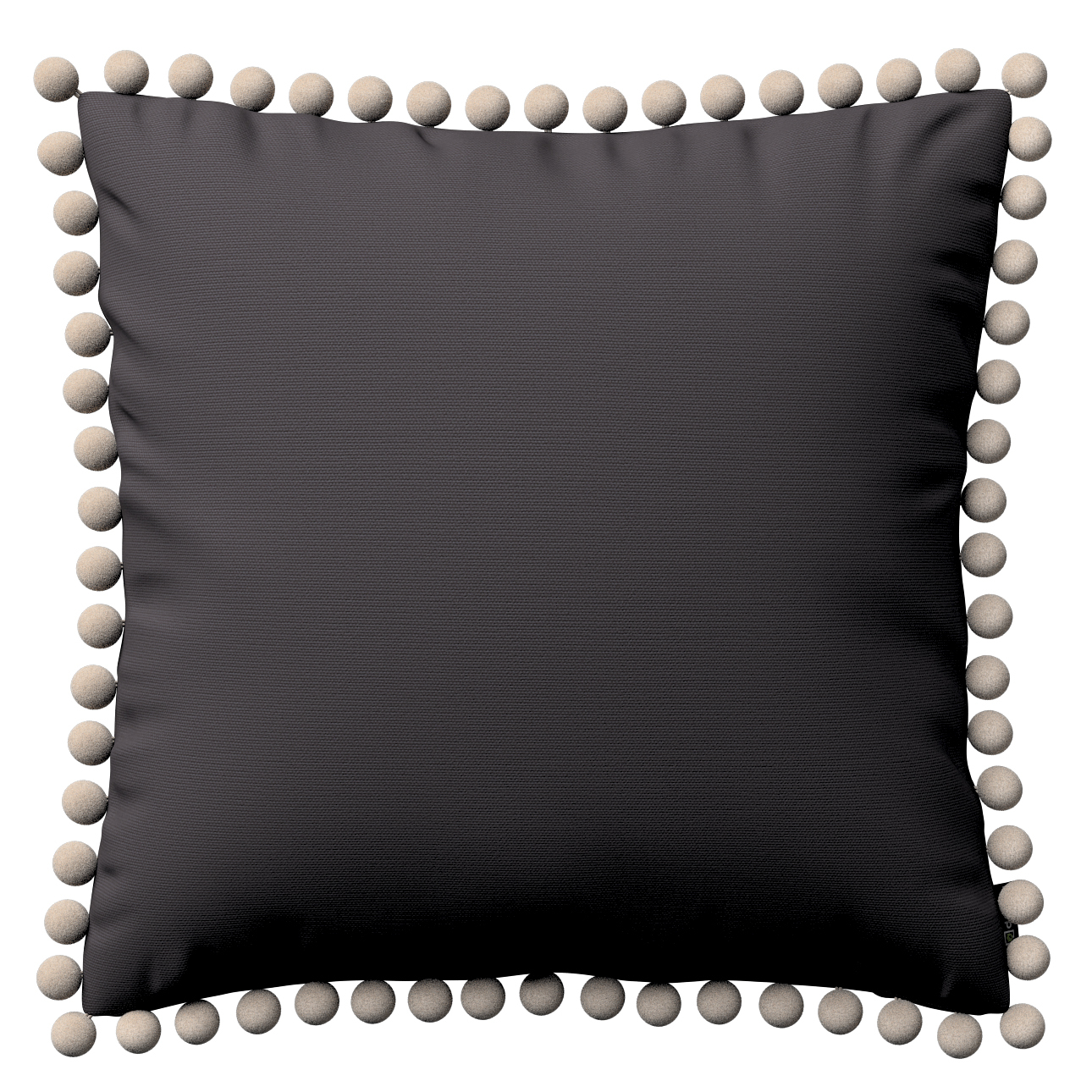 Kissenhülle Wera mit Bommeln, schwarz, 45 x 45 cm, Cotton Panama (702-50)