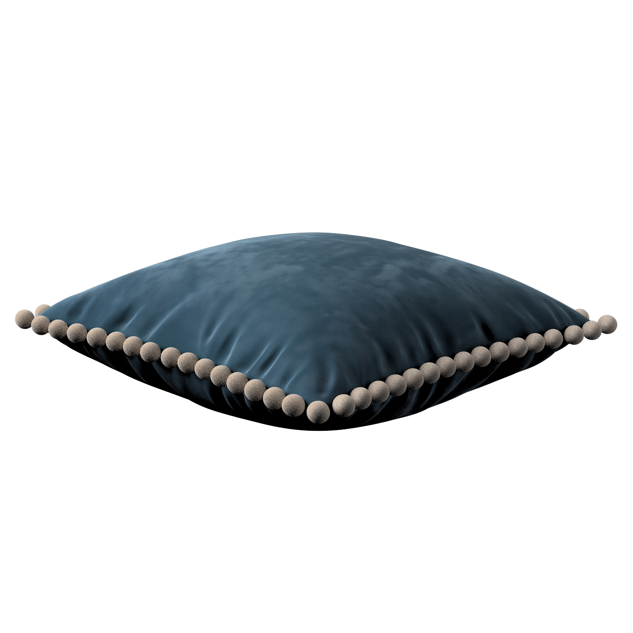 Kissenhülle Wera mit Bommeln, blau, 45 x 45 cm, Velvet (704-16) günstig online kaufen