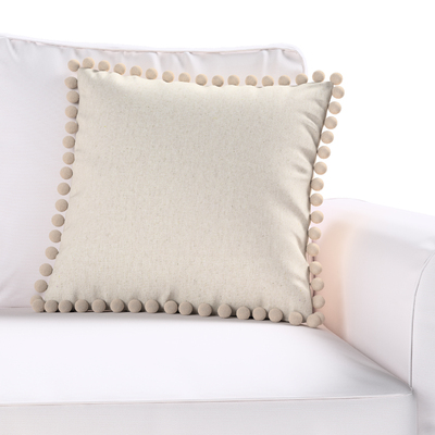 Daisy cushion covers with pom poms 45 x 45 cm (18 x 18 inch) in collection Happiness, fabric: 133-65