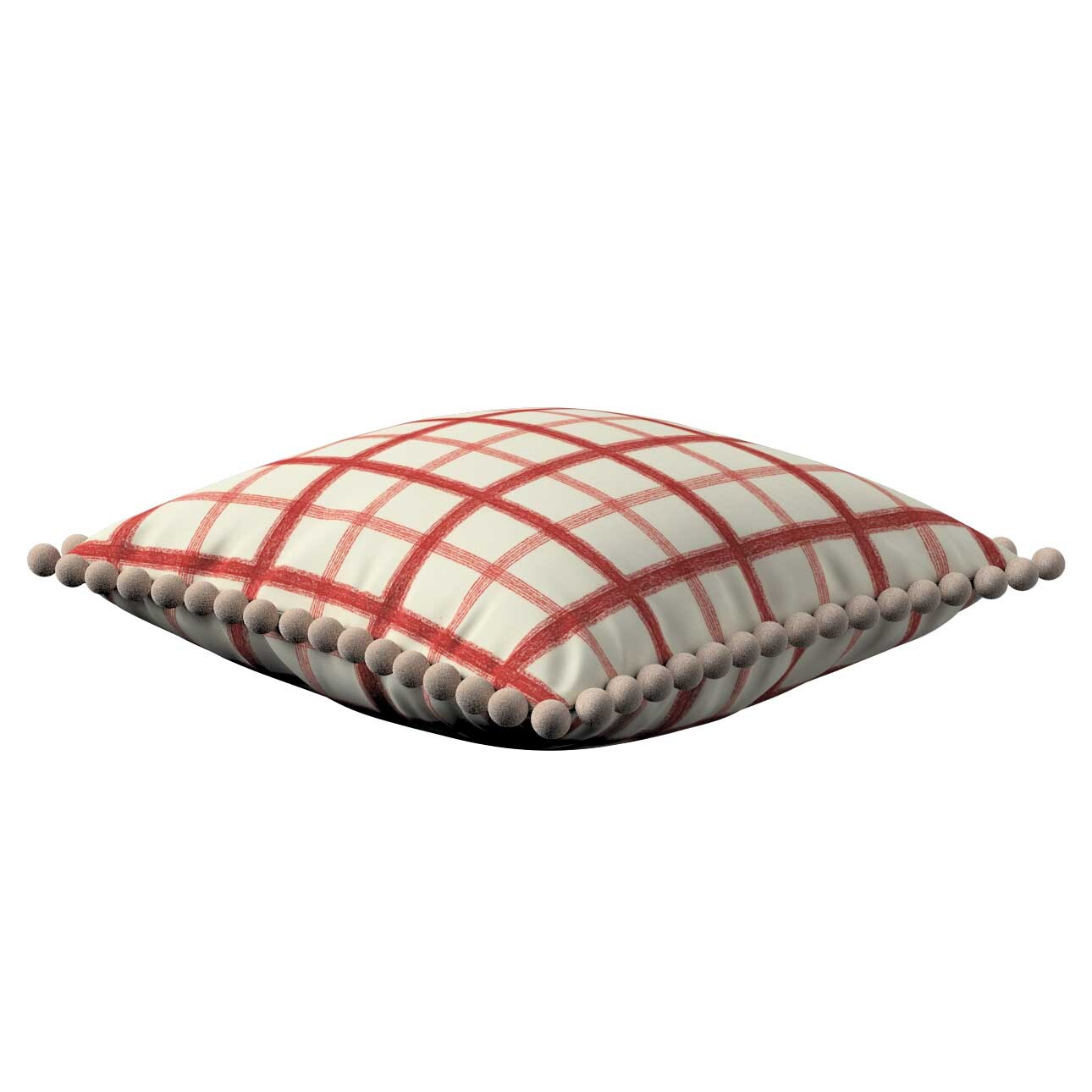 Kissenhülle Wera mit Bommeln, rot-creme, 45 x 45 cm, Avinon (131-15) günstig online kaufen