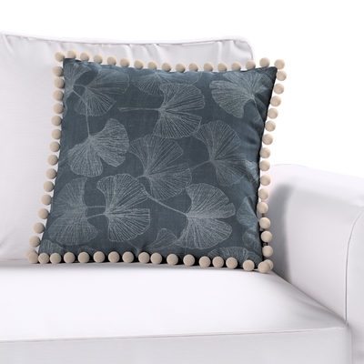 Věra - potah na polštář ozdobné bambulky po obvodu 45 x 45 cm v kolekci Flowers, látka: 143-52