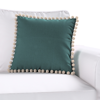 Věra - potah na polštář ozdobné bambulky po obvodu 45 x 45 cm v kolekci Linen, látka: 159-09