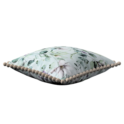 Věra - potah na polštář ozdobné bambulky po obvodu 45 x 45 cm v kolekci Flowers, látka: 143-66