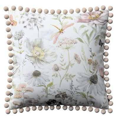 Věra - potah na polštář ozdobné bambulky po obvodu 45 x 45 cm v kolekci Gardenia, látka: 143-96