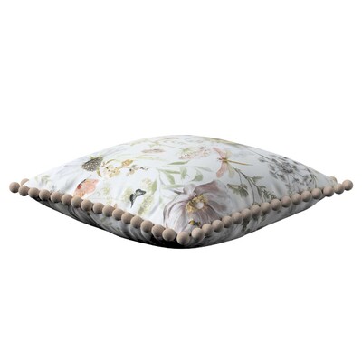 Věra - potah na polštář ozdobné bambulky po obvodu 45 x 45 cm v kolekci Gardenia, látka: 143-96
