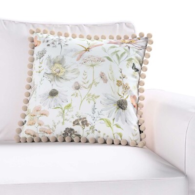 Věra - potah na polštář ozdobné bambulky po obvodu 45 x 45 cm v kolekci Gardenia, látka: 143-96