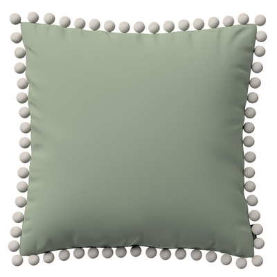 Vera cushion cover with pom poms, light green, 144-68, 45 x 45 cm