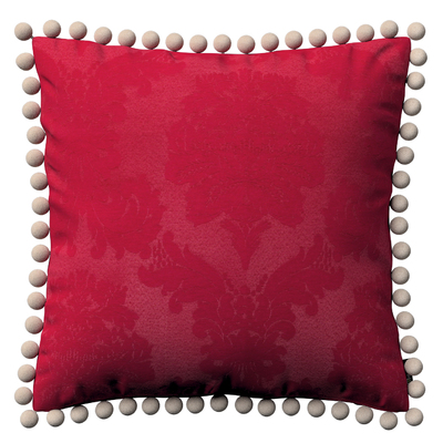 Vera cushion cover with pom poms 45 x 45 cm (18 x 18 inch) in collection Damasco, fabric: 613-13