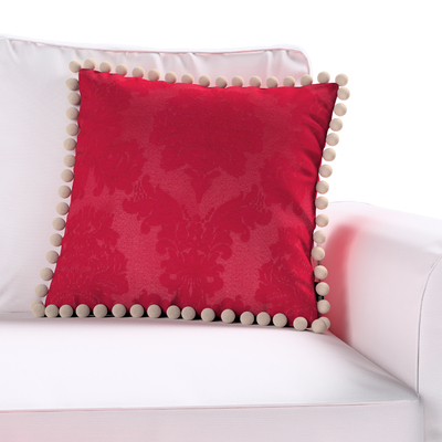 Vera cushion cover with pom poms 45 x 45 cm (18 x 18 inch) in collection Damasco, fabric: 613-13