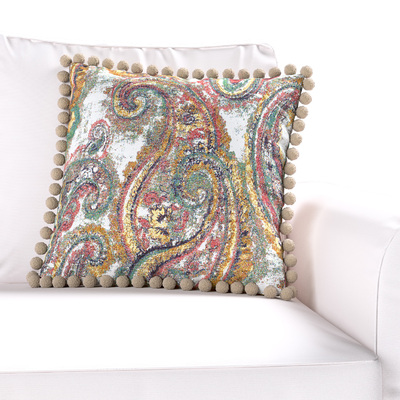 Kissenhülle Wera mit Bommeln 45 x 45 cm von der Kollektion Cosy Home, Stoff: 145-35