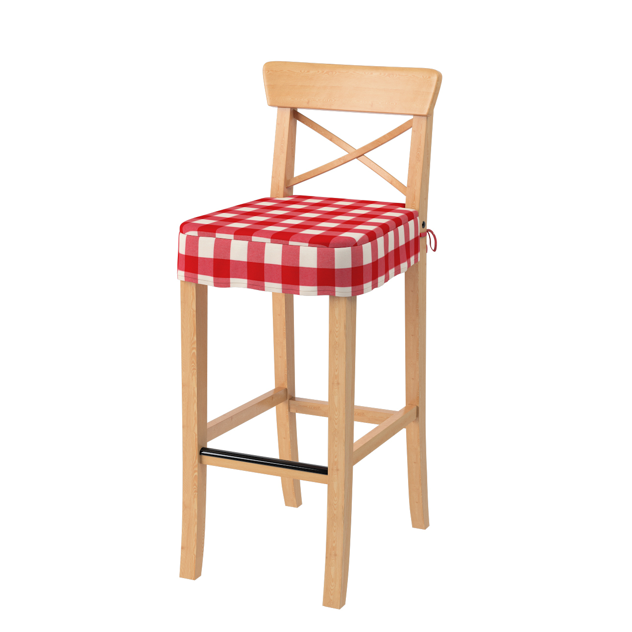 Ingolf bar stool seat pad cover red and white check 5.5cm x 5.5cm 136 18 Ingolf bar stool Dekoria