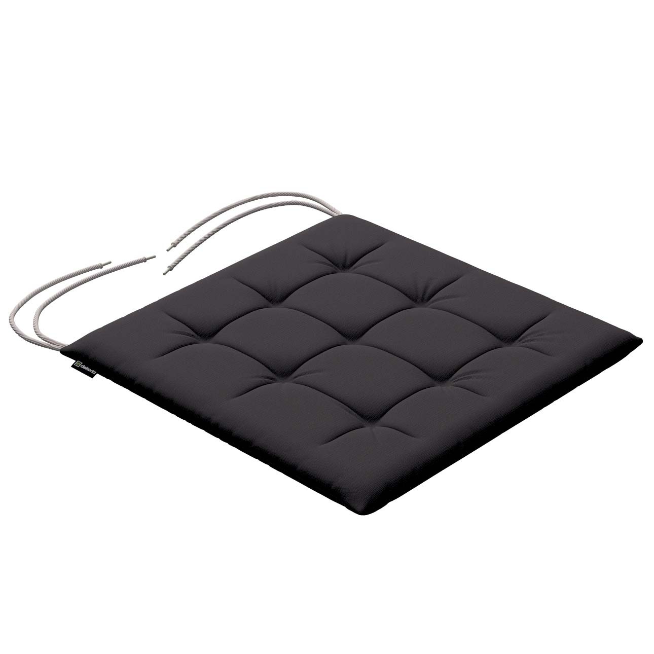 Stuhlkissen Jonas mit Bindeschnur, schwarz, 40 x 40 x 3,5 cm, Cotton Panama (702-50)