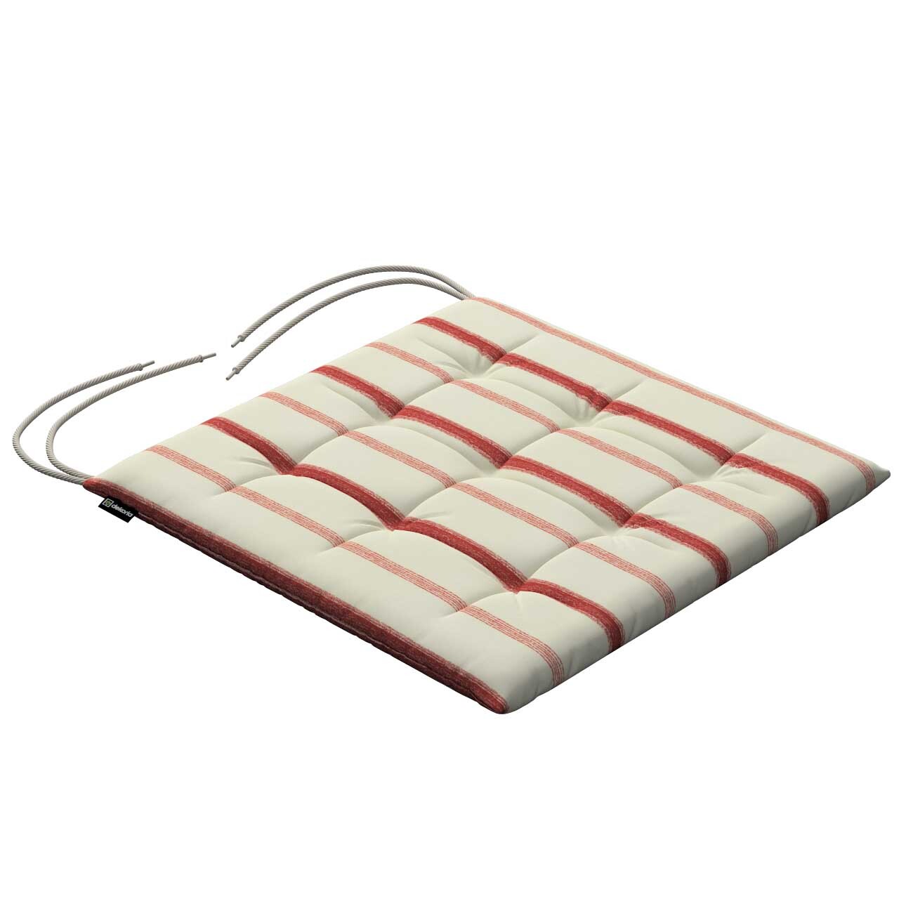 Stuhlkissen Jonas mit Bindeschnur, creme- rot gestreift, 40 x 40 x 3,5 cm, günstig online kaufen