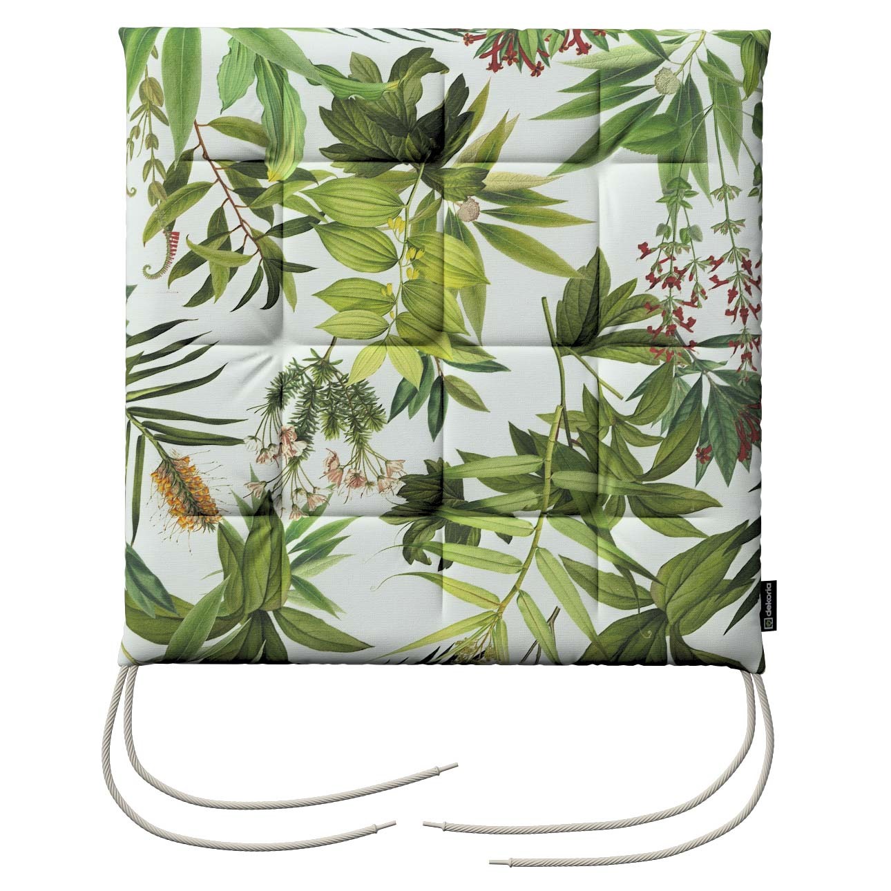 Stuhlkissen Jonas mit Bindeschnur, grün-weiß, 40 x 40 x 3,5 cm, Flowers (14 günstig online kaufen
