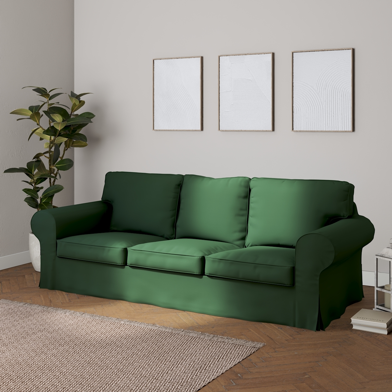 Dekoria Potah na pohovku IKEA Ektorp 3-místná rozkládací, NOVÝ MODEL 2013, Forest Green - zelená, Ektorp 3-m rozkládací, od 2013, Cotton Panama, 702-06