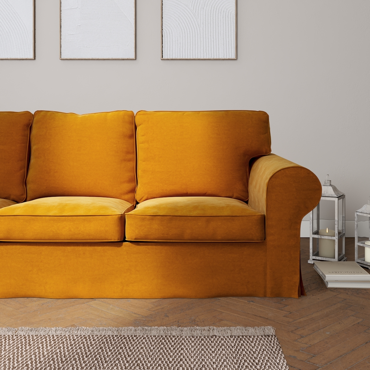 Bezug für Ektorp 3-Sitzer Schlafsofa, neues Modell (2013), honiggelb, 40cm günstig online kaufen