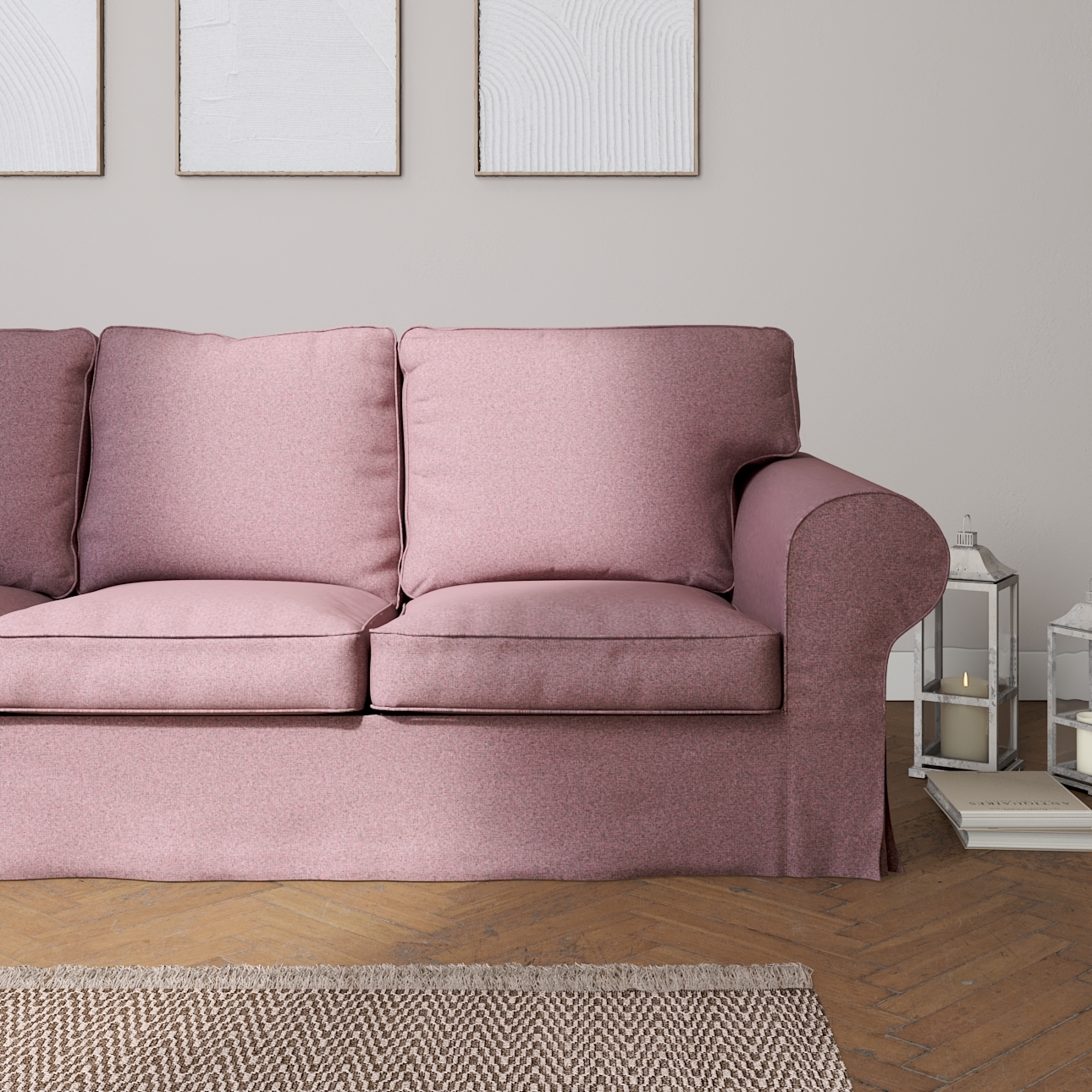 Bezug für Ektorp 3-Sitzer Schlafsofa, neues Modell (2013), schwarz--rosa, 4 günstig online kaufen