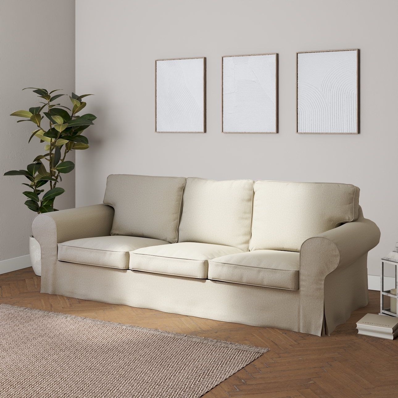 Bezug für Ektorp 3-Sitzer Schlafsofa, neues Modell (2013), beige-grau, 40cm günstig online kaufen