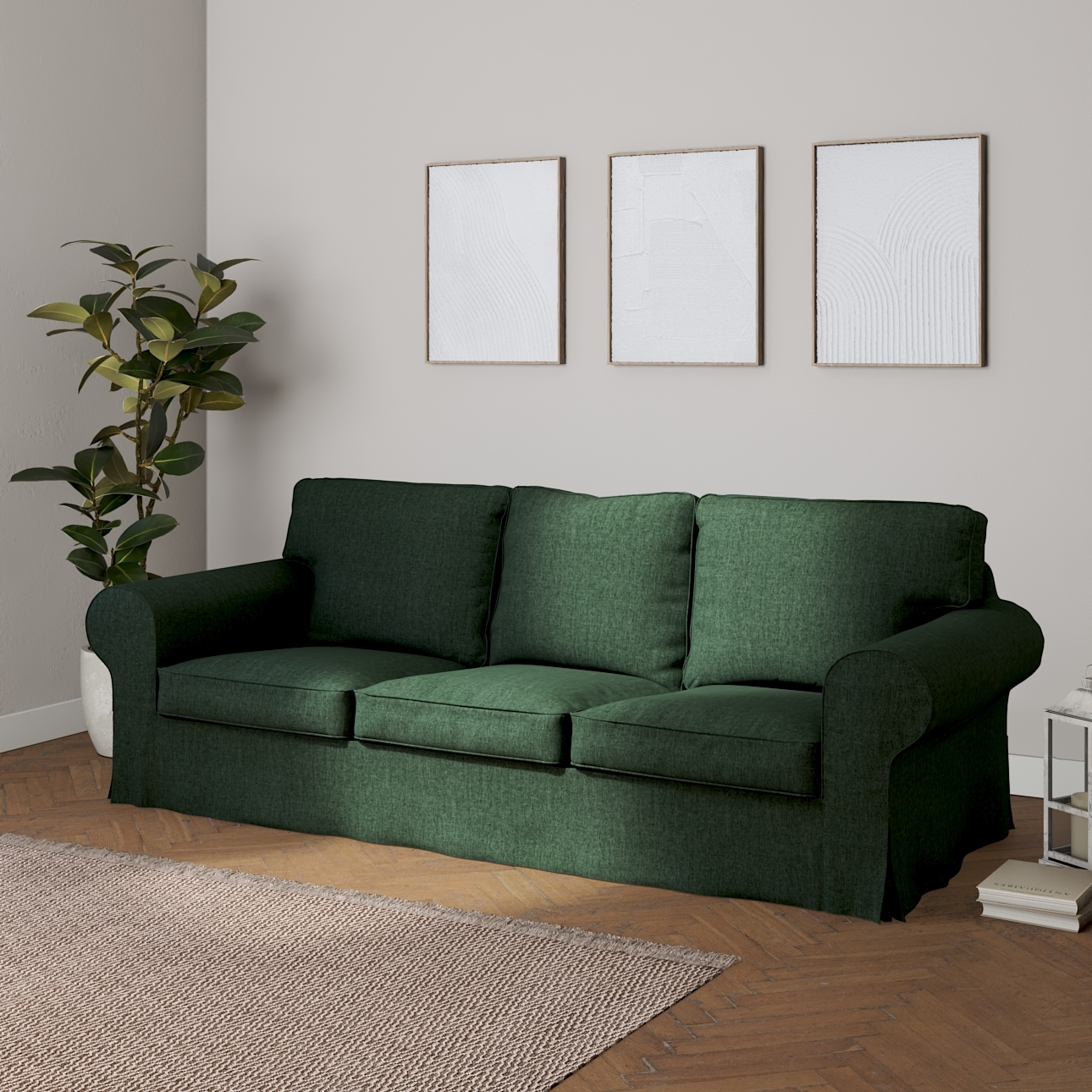 Bezug für Ektorp 3-Sitzer Schlafsofa, neues Modell (2013), dunkelgrün, 40cm günstig online kaufen