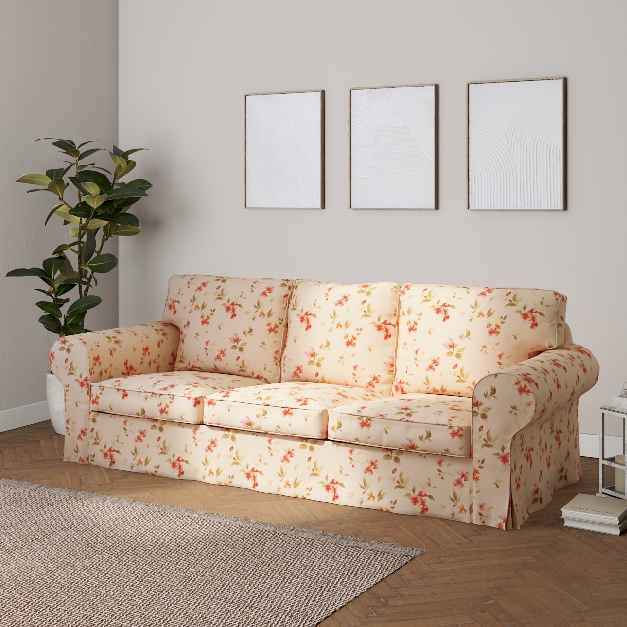 Bezug für Ektorp 3-Sitzer Schlafsofa, neues Modell (2013), creme-rosa, 40cm günstig online kaufen