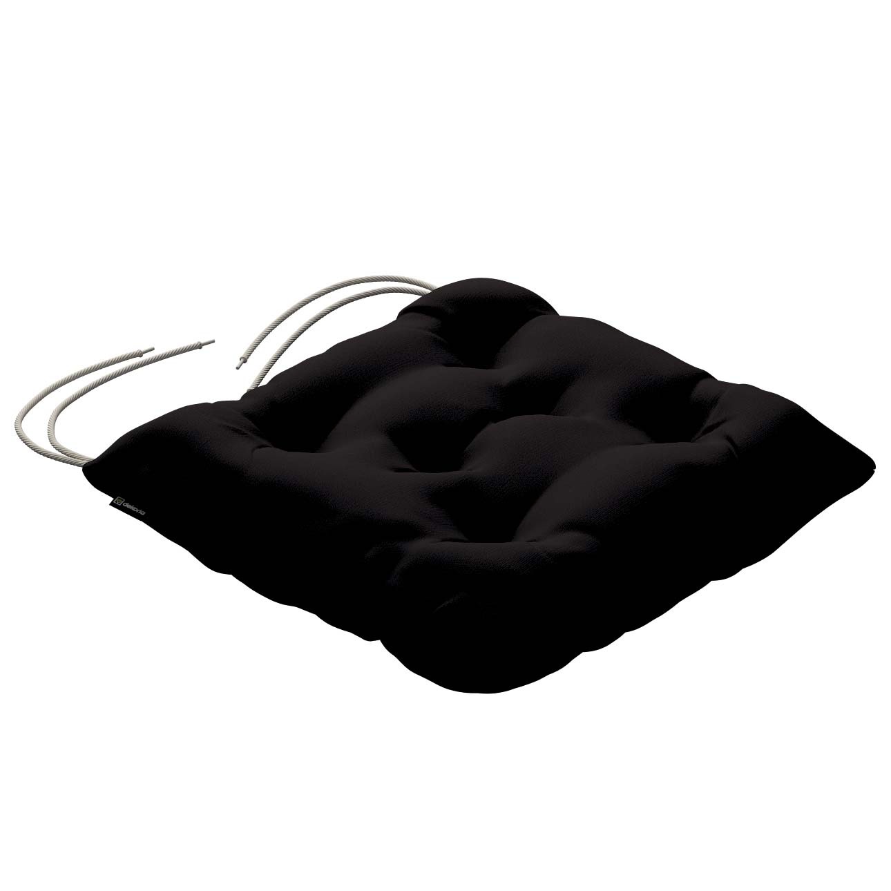 Stuhlkissen Thomas mit Bindeschnur, schwarz, 38 x 38 x 8 cm, Cotton Panama (702-50)