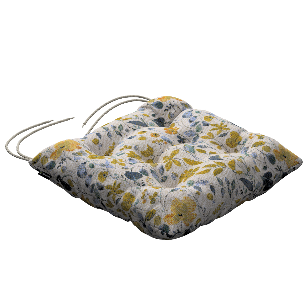 Stuhlkissen Thomas mit Bindeschnur, gelb-blau, 38 x 38 x 8 cm, Cosy Home (1 günstig online kaufen