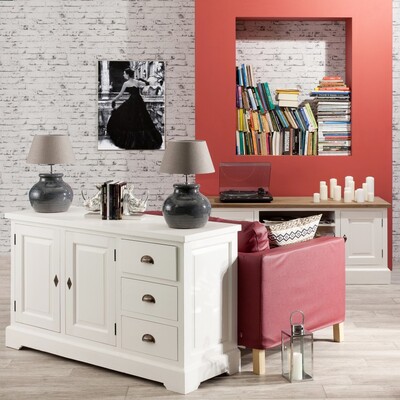 Komoda Brighton 3 szuflady  + 2 drzwi white 140 x 48 x 80 cm