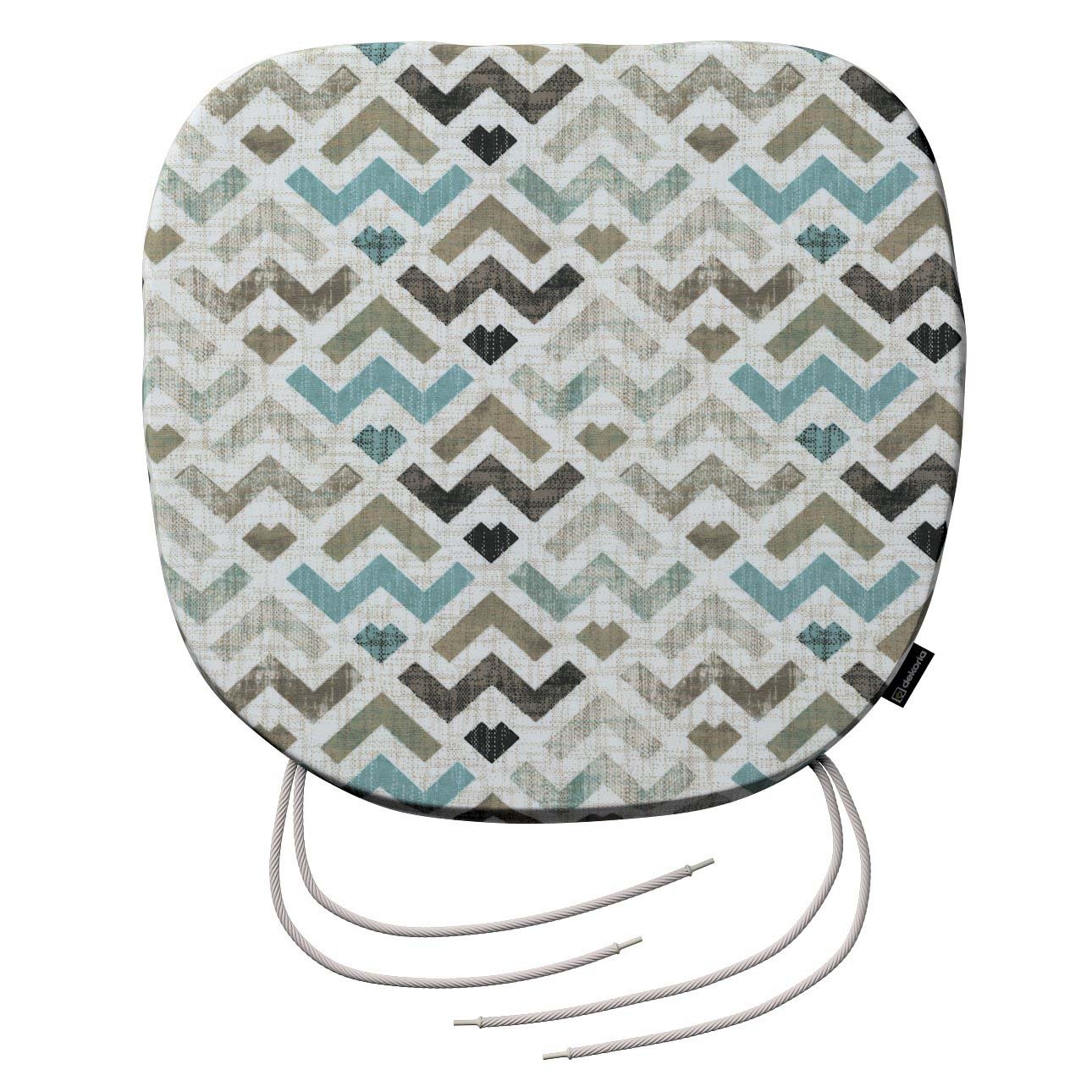 Stuhlkissen Marcus mit Bindeschnur, blau-beige, 40 x 37 x 2,5 cm, Modern (1 günstig online kaufen