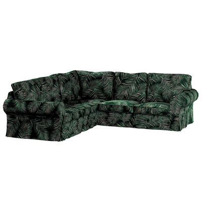 Ektorp corner sofa cover, palm leaves print on a green background