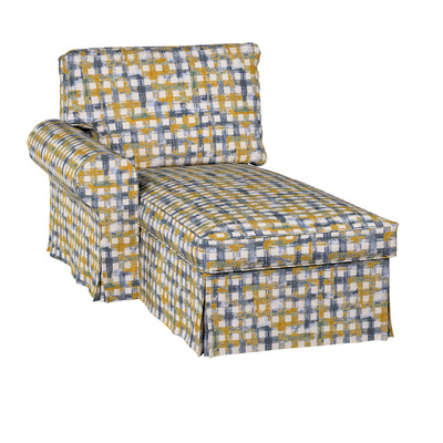 Ektorp chaise longue left cover, blue-yellow check, 145-16, Ektorp