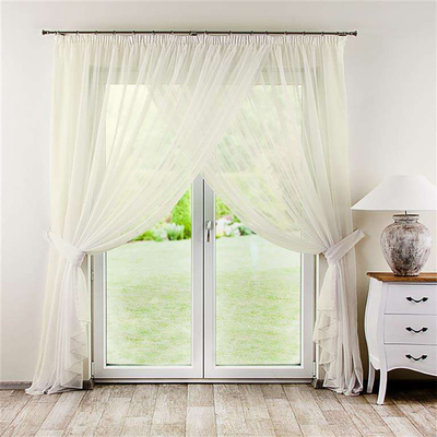 White Voile Net Curtain – Sheer Mesh With Ruffle Tape & Rod Pocket – 155cm (UK Made)