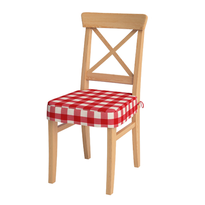 Ingolf chair seat pad cover, red and white check x