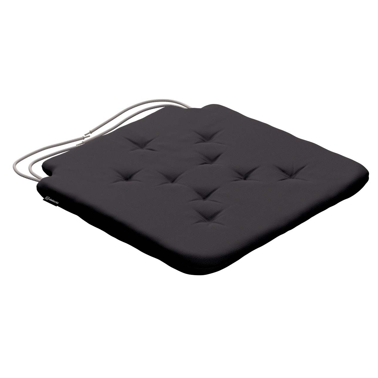 Stuhlkissen Christoph mit Bindeschnur, schwarz, 42 x 41 x 3,5 cm, Cotton Panama (702-50)