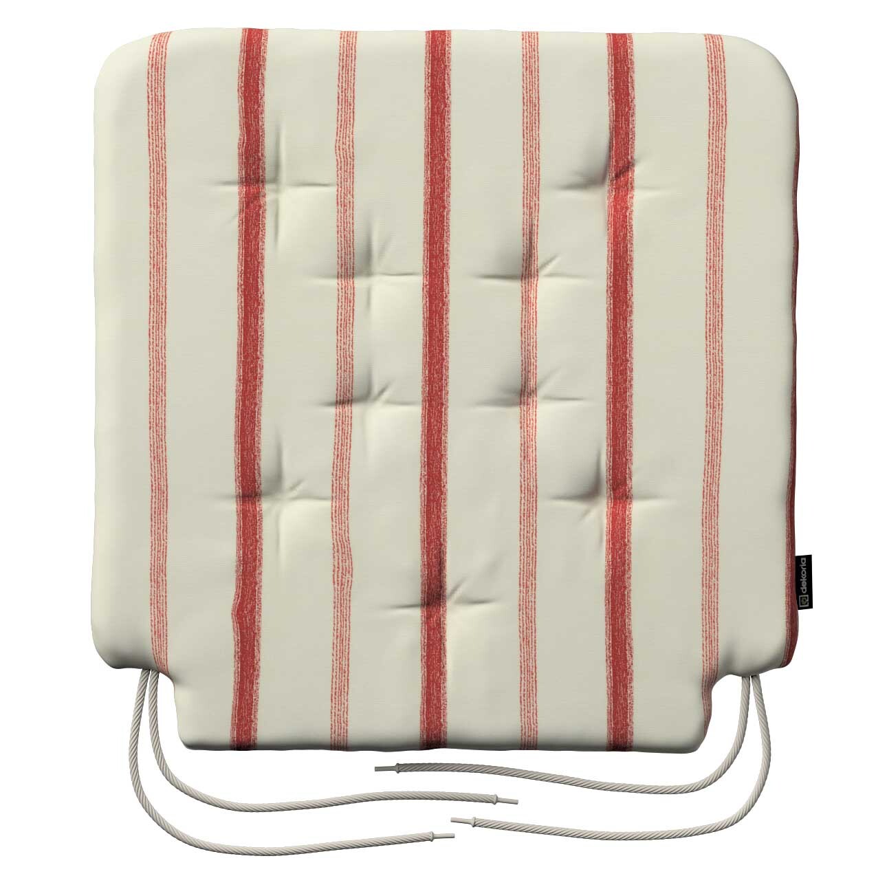Stuhlkissen Christoph mit Bindeschnur, creme- rot gestreift, 42 x 41 x 3,5 günstig online kaufen
