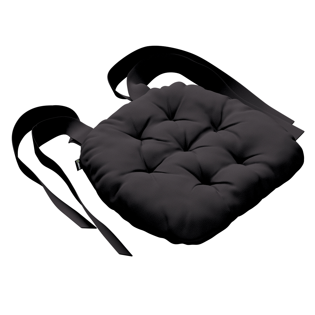 Stuhlkissen Martin mit Schleifen, schwarz, 40 x 37 x 8 cm, Cotton Panama (702-50)
