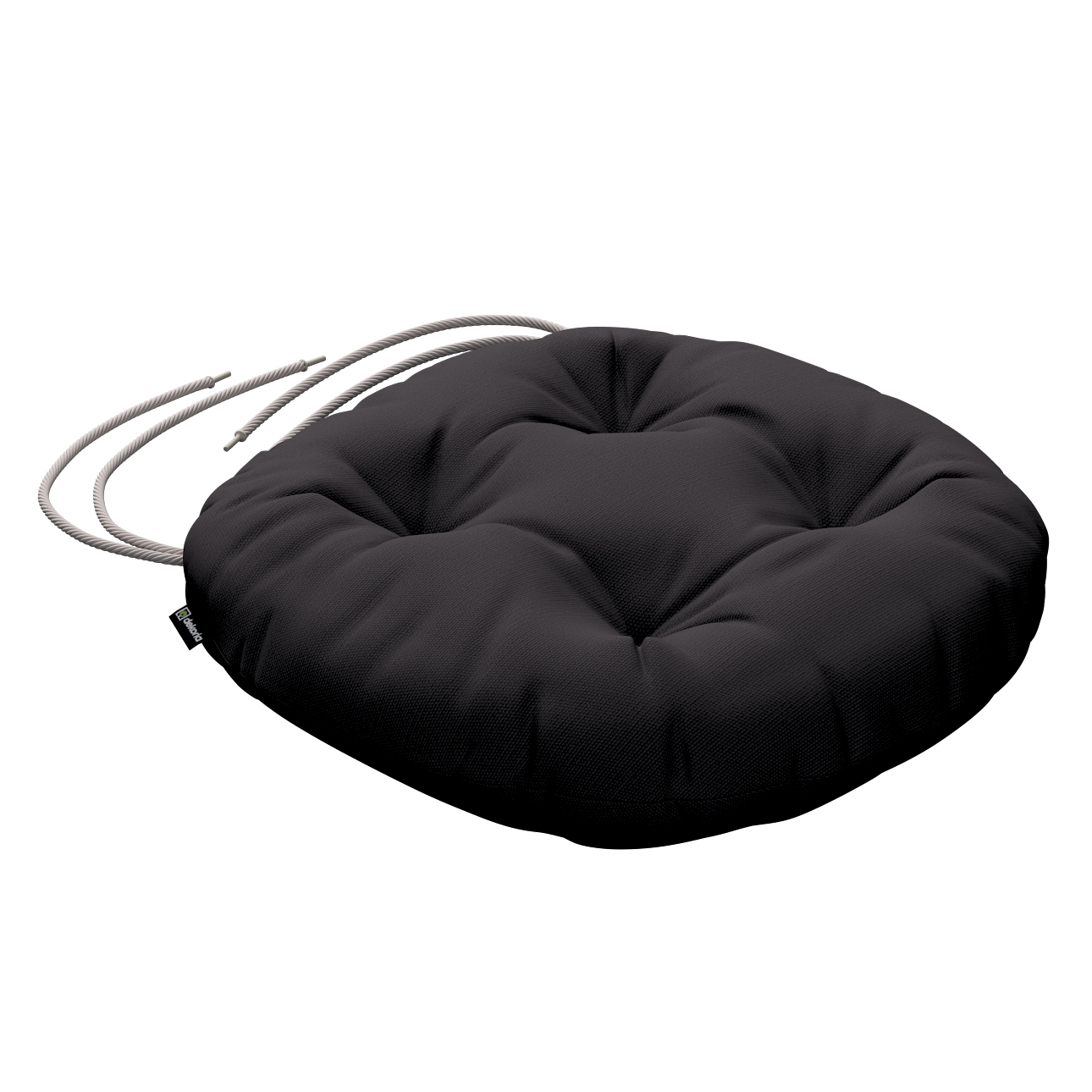 Stuhlkissen Adam mit Bindeschnur, schwarz, ⌀ 40 x 8 cm, Cotton Panama (702-50)
