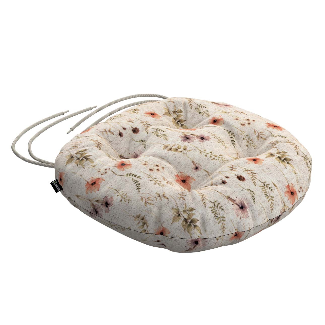 Stuhlkissen Adam mit Bindeschnur, naturfarben, ⌀37 x 8 cm, Hemp Blend (159-33)