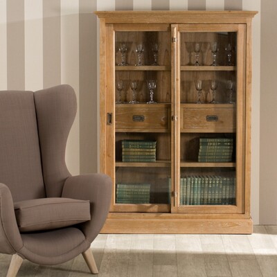 Vitrinekast Chantal met 2 lades 115 x 40 x 158 cm